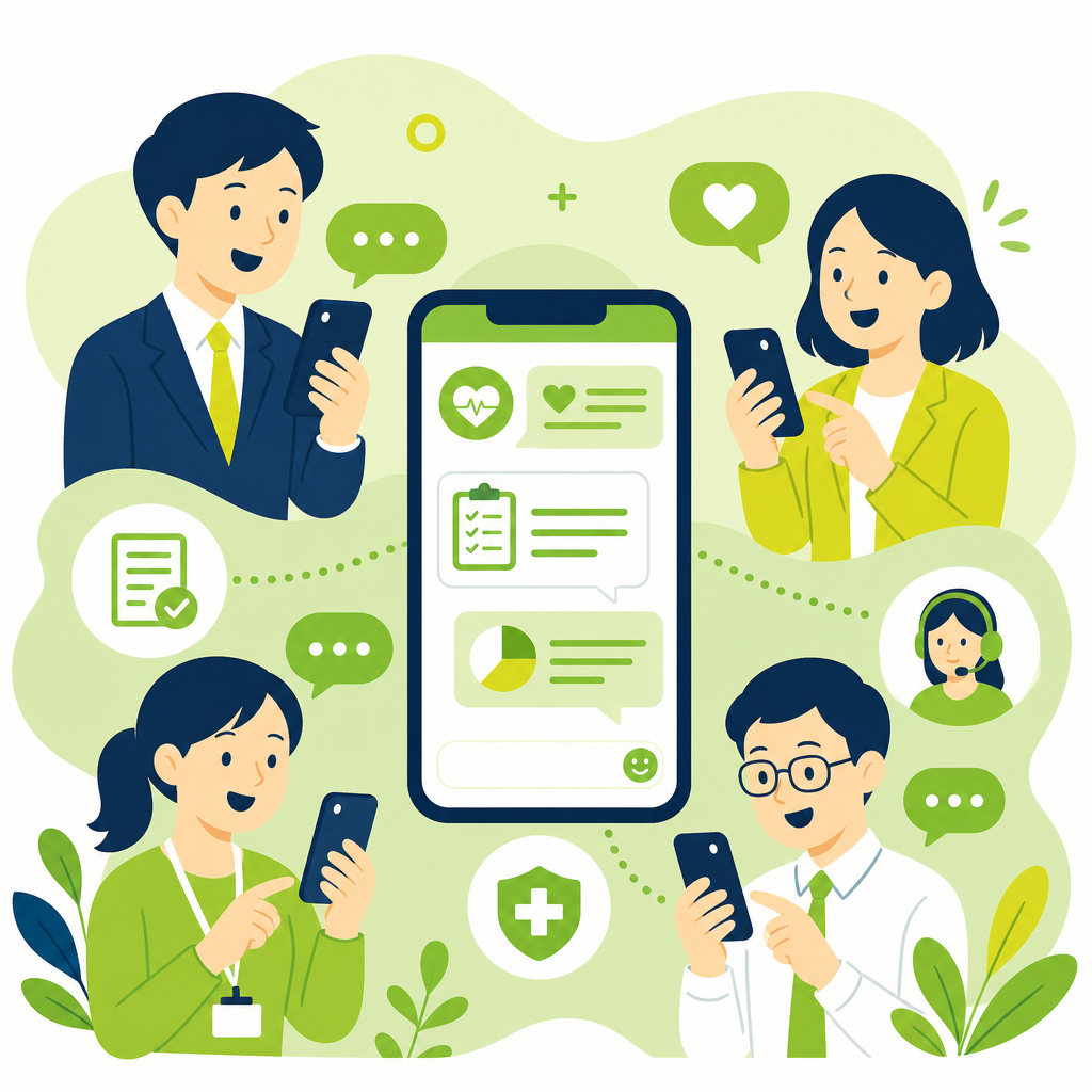 LINEで届く配信・サーベイ・相談のイラスト