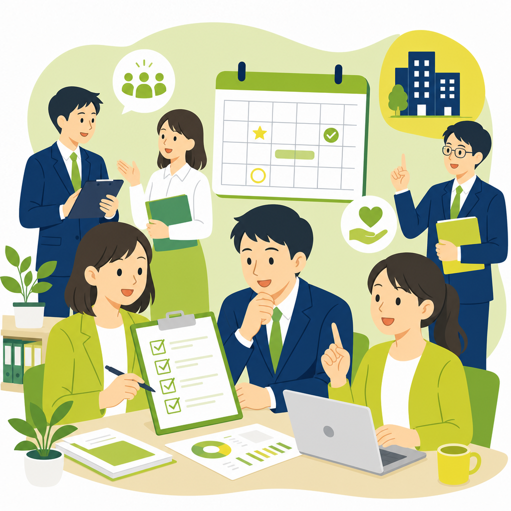 30名規模の商社が義務化に備えるイラスト
