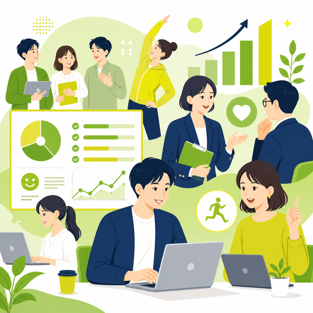 45名規模のIT企業が健康経営を本格運用するイラスト